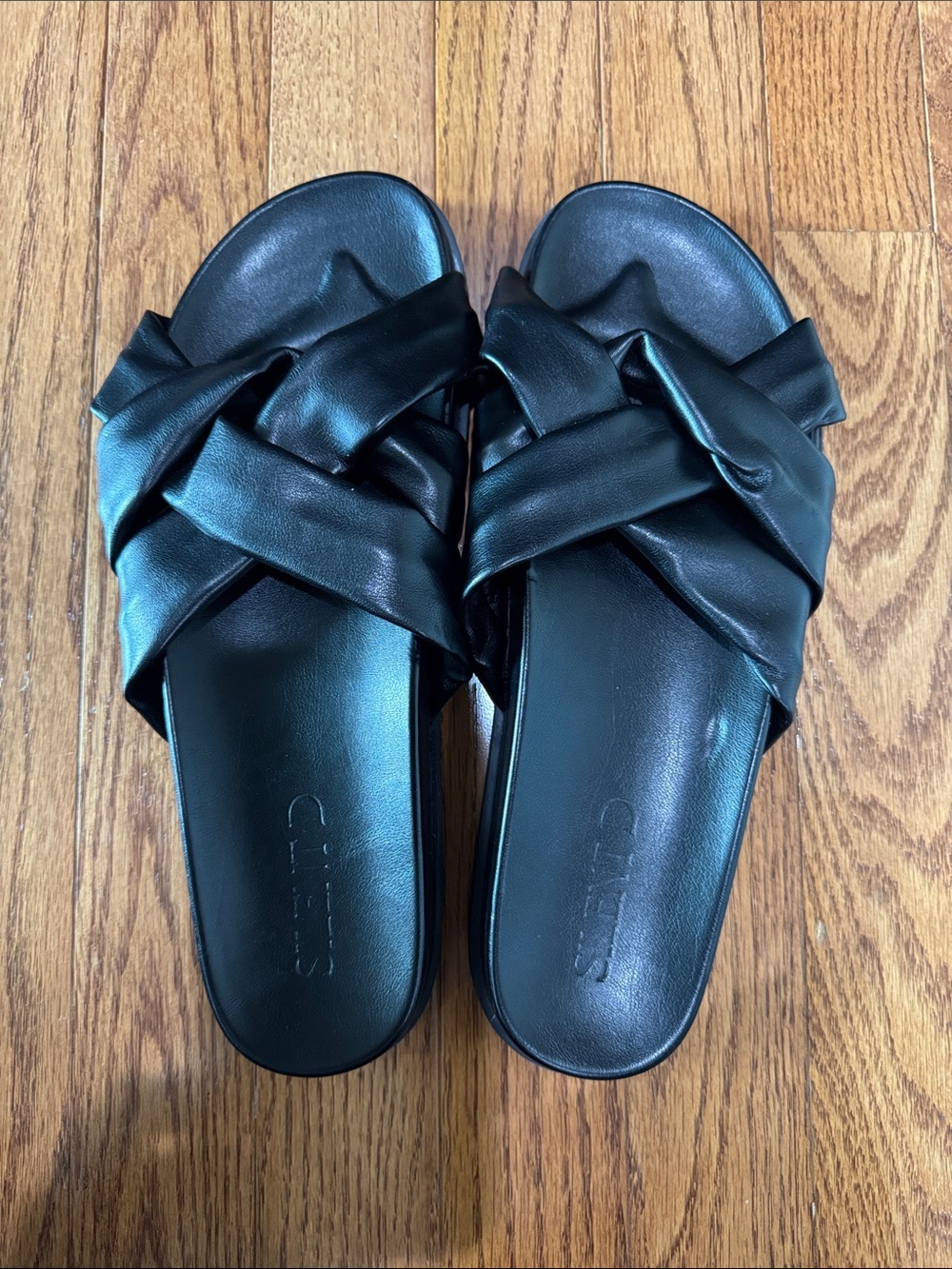 Clae Black Braided Slide Sandals